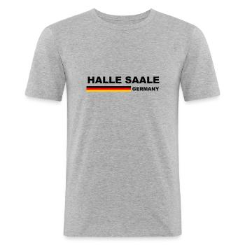 Halle Saale Allemagne - T-shirt près du corps Homme - gris chiné - Devant - Nik (191cm)