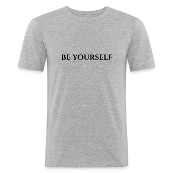 Soyez vous-même - T-shirt près du corps Homme - gris chiné - Devant - Nik (191cm)