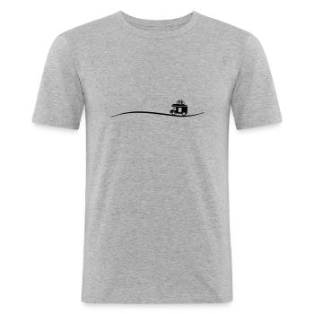 Wohnmobil Fahrrad - Männer Slim Fit T-Shirt - Grau meliert - Vorne - Nik (191cm)