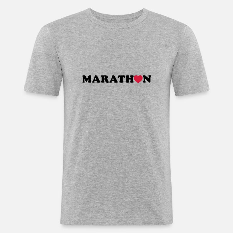 marathon - Männer Slim Fit T-Shirt - Grau meliert