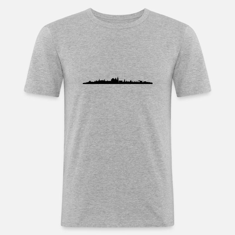 Skyline Aachen - Männer Slim Fit T-Shirt - Grau meliert