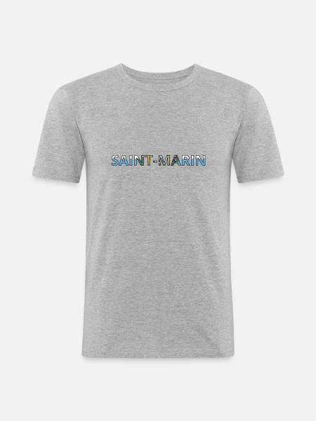 Drapeau Saint-Marin - T-shirt près du corps Homme - gris chiné
