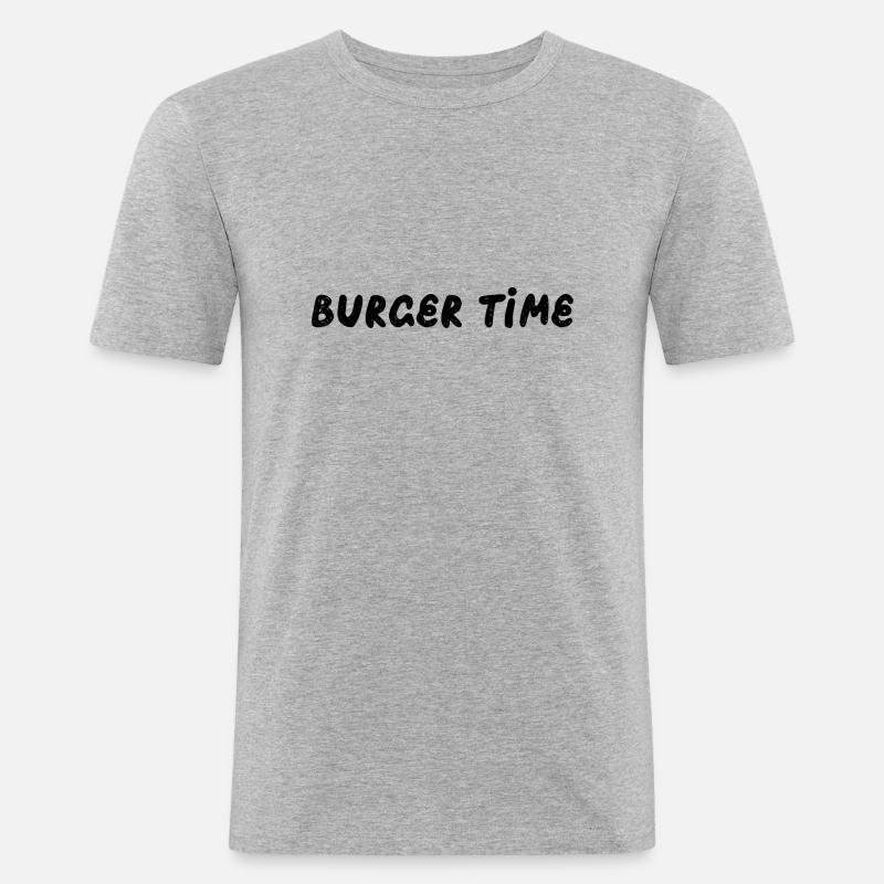 Burger Time - Männer Slim Fit T-Shirt - Grau meliert