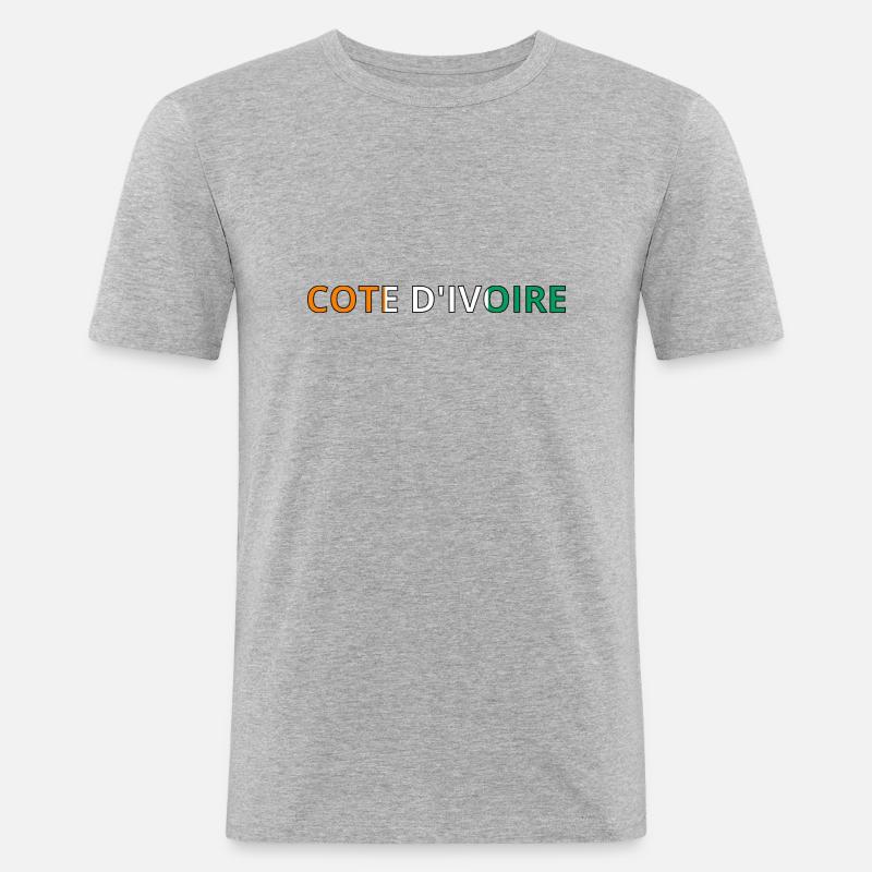 Drapeau Côte d'Ivoire - T-shirt près du corps Homme - gris chiné