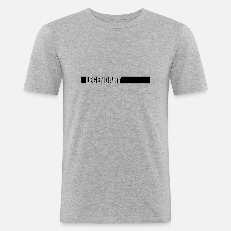 Text Logo Legendary - Männer Slim Fit T-Shirt - Grau meliert