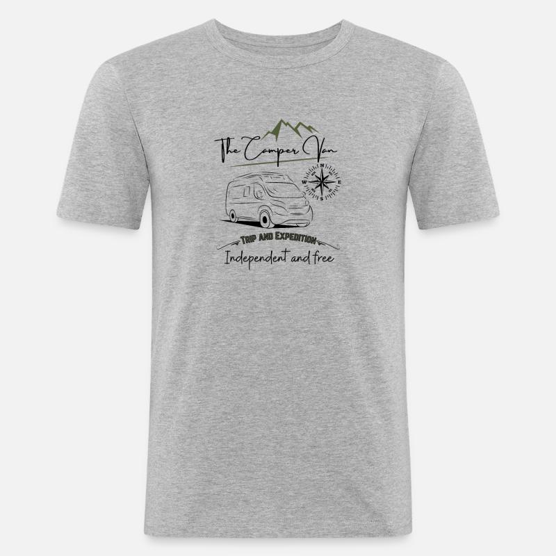 Autocamper autocamper siger + motiv - Herre Slim Fit T-Shirt - grå meleret