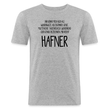 Hafner - Fliesenleger - Alleskönner, Genie, - Männer Slim Fit T-Shirt - Grau meliert - Vorne - Nik (191cm)