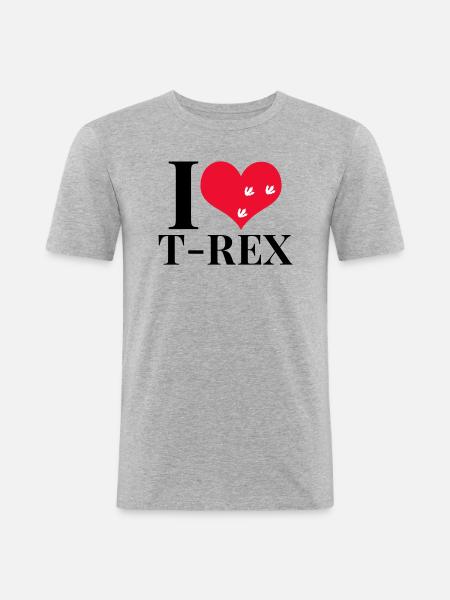 I love T Rex - Men's Slim Fit T-Shirt - heather grey