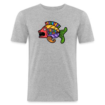 Culture of the Incas, fish symbol - Men's Slim Fit T-Shirt - heather grey - Front - Nik (191cm)