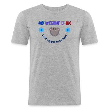 My weight is OK. I just happen to be short. - Men's Slim Fit T-Shirt - heather grey - Front - Nik (191cm)