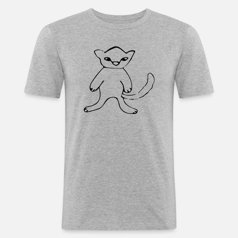 Katze - Männer Slim Fit T-Shirt - Grau meliert