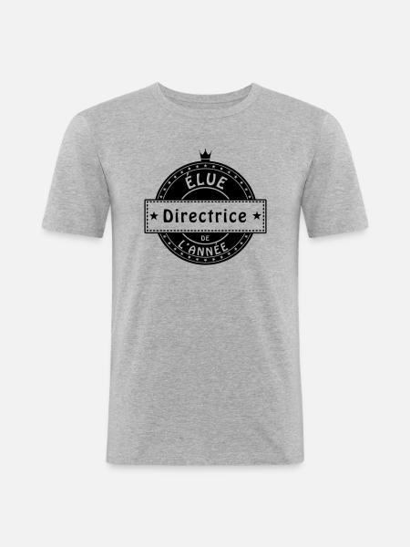 elue directrice - T-shirt près du corps Homme - gris chiné