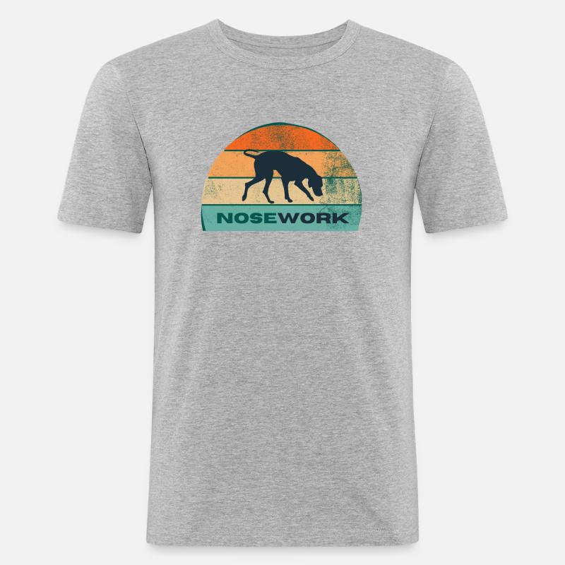 Ich trainiere NOSEWORK - Sonne - Männer Slim Fit T-Shirt - Grau meliert