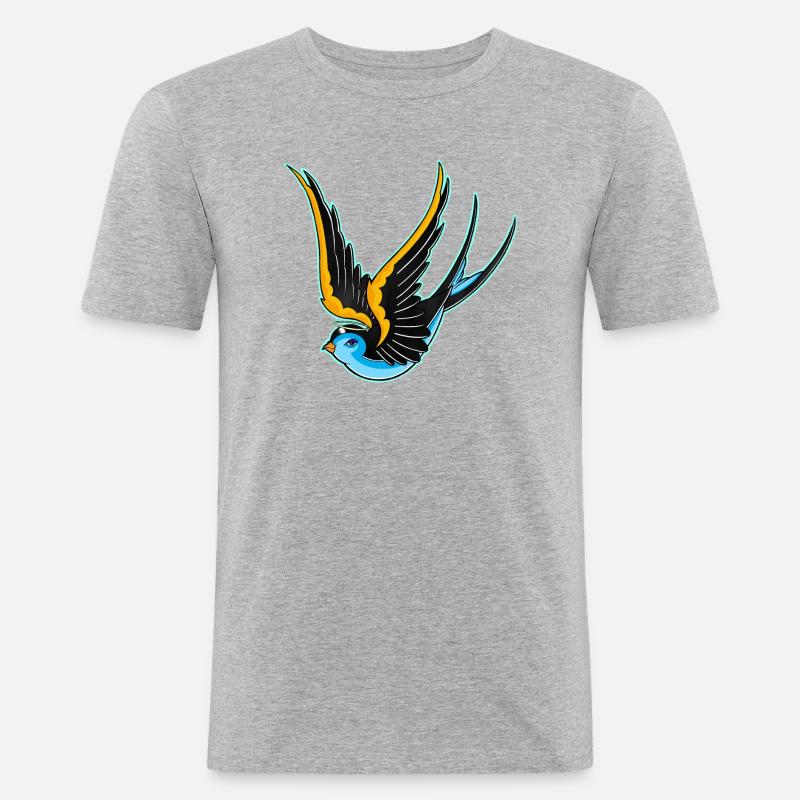 Old school Schwalbe, Engelchen - Männer Slim Fit T-Shirt - Grau meliert