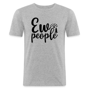 Ew people - Männer Slim Fit T-Shirt - Grau meliert - Vorne - Nik (191cm)