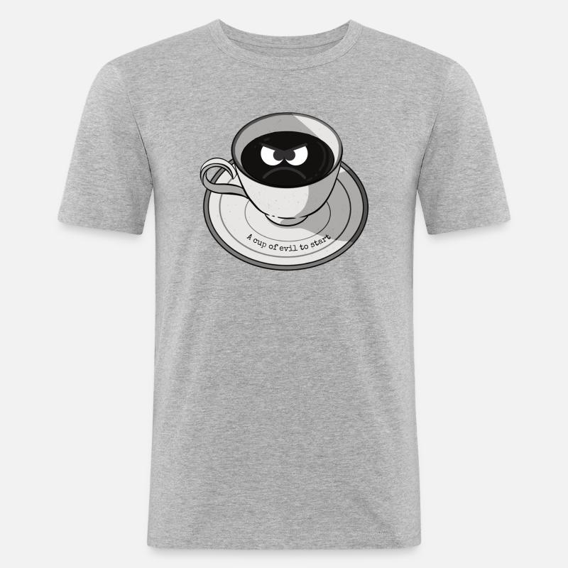 Evil Cup - Männer Slim Fit T-Shirt - Grau meliert