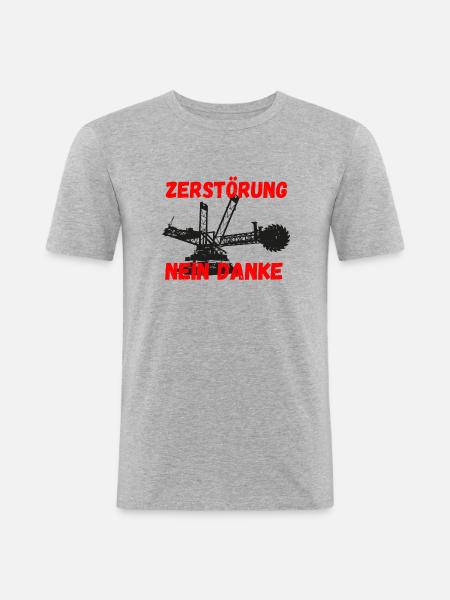 Braunkohle Klima - Männer Slim Fit T-Shirt - Grau meliert