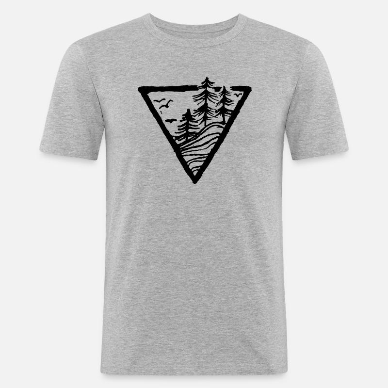 Trees - Männer Slim Fit T-Shirt - Grau meliert