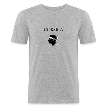 Korsika-Logo - Männer Slim Fit T-Shirt - Grau meliert - Vorne - Nik (191cm)