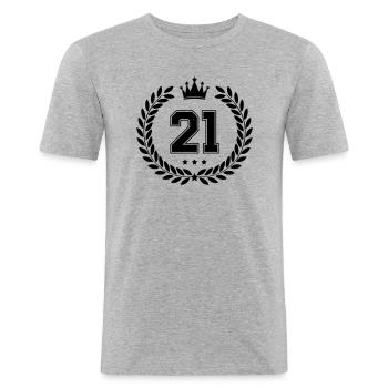 Armoiries 21 - T-shirt près du corps Homme - gris chiné - Devant - Nik (191cm)