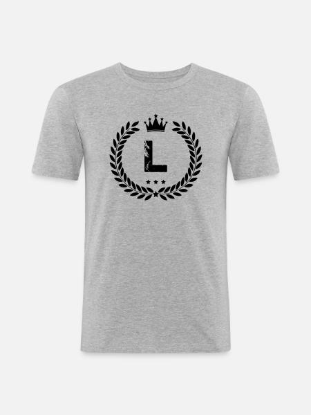 wappen l - Männer Slim Fit T-Shirt - Grau meliert