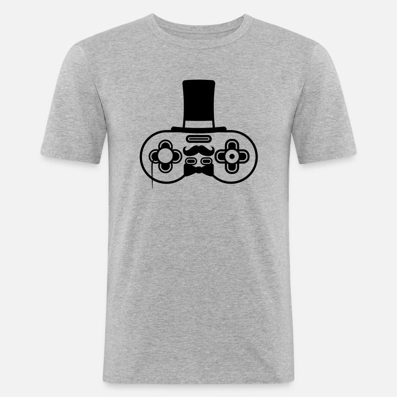 Sir alter Controller Retro - Männer Slim Fit T-Shirt - Grau meliert