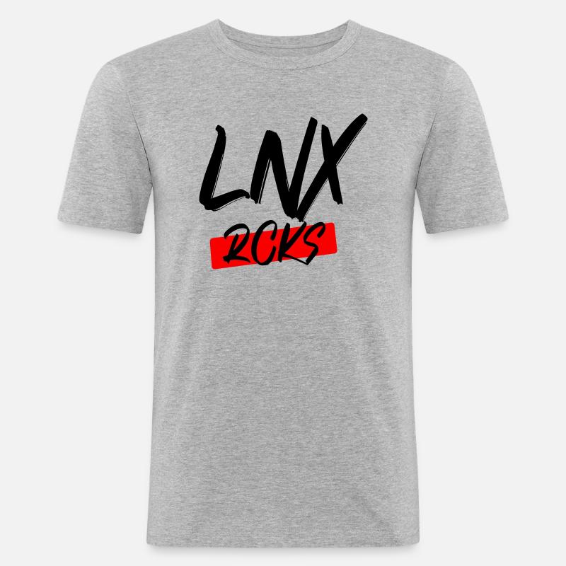 LINUX ROCKS LNX RCKS - Männer Slim Fit T-Shirt - Grau meliert