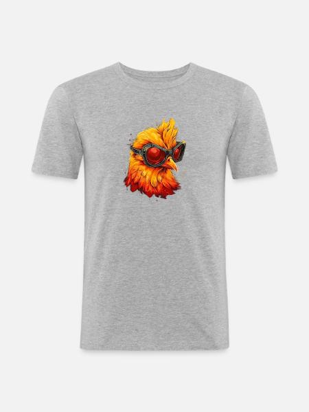 Cooles Hühnchen - Männer Slim Fit T-Shirt - Grau meliert