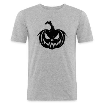 Black Mystique Pumpkins - Männer Slim Fit T-Shirt - Grau meliert - Vorne - Nik (191cm)