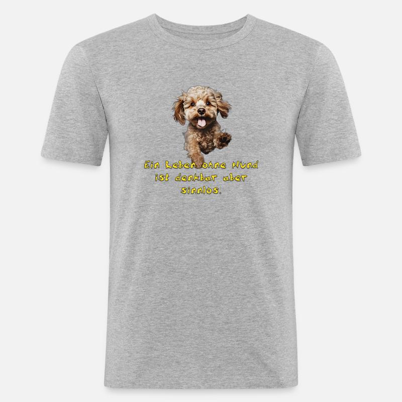 Pudel oder Zwergpudel - Männer Slim Fit T-Shirt - Grau meliert