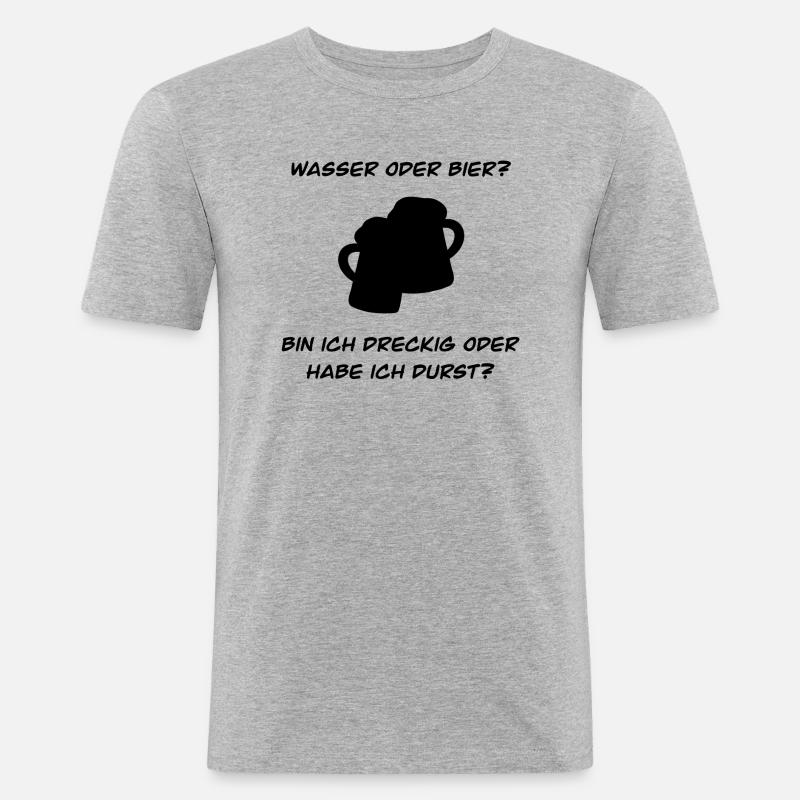WASSER ODER BIER? - Männer Slim Fit T-Shirt - Grau meliert