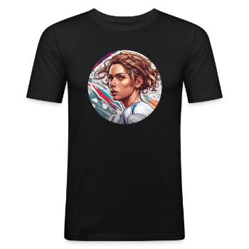 Footballer / Sport / Soccer Field / Club / FC - Men's Slim Fit T-Shirt - black - Front - Nik (191cm)