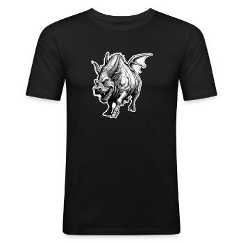 Stier / Bulle / Tier / Hörner / Stierkampf - Männer Slim Fit T-Shirt - Schwarz - Vorne - Nik (191cm)