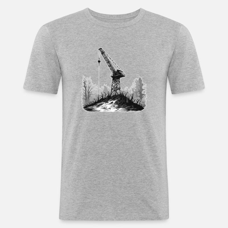 Kran / Baustelle / Seilwinde / Kransystem - Männer Slim Fit T-Shirt - Grau meliert