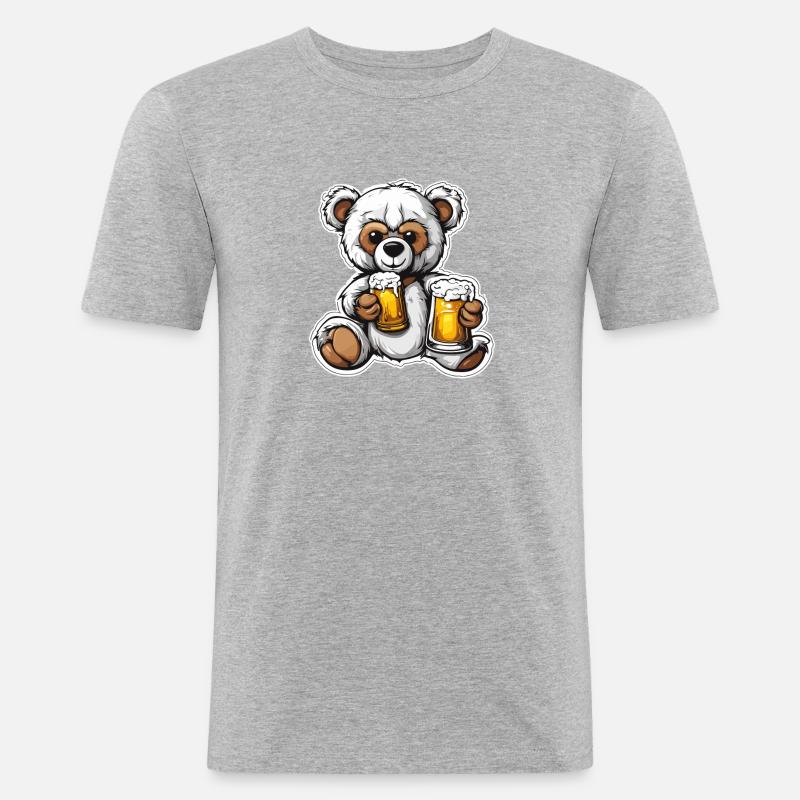 Teddybär / Kuscheltier / Stofftier / Geschenkidee - Männer Slim Fit T-Shirt - Grau meliert
