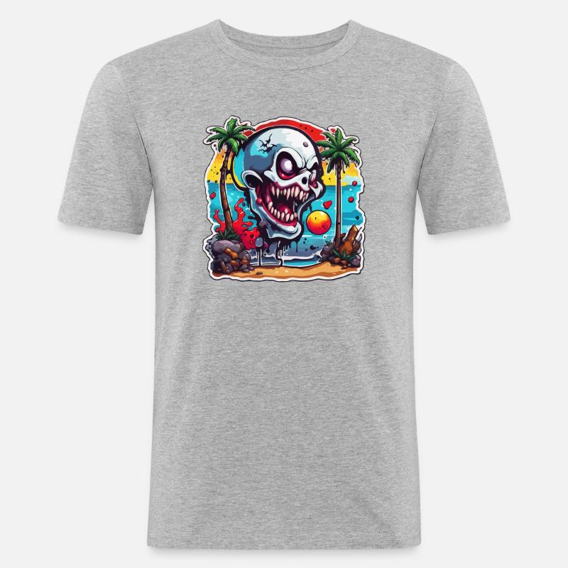 Vampir / Dracula / Blutsauger / Halloween / Mythos - Männer Slim Fit T-Shirt - Grau meliert