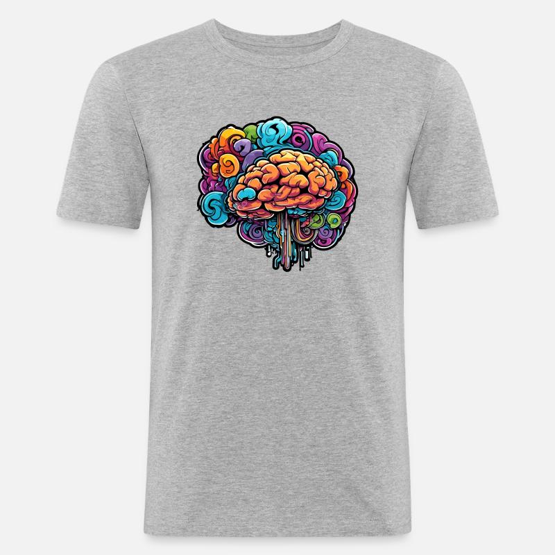 Brain / Knowledge / Intelligence / Clever / Thinking - Men's Slim Fit T-Shirt - heather grey
