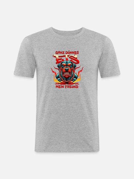 dünnes Eis Dog - Männer Slim Fit T-Shirt - Grau meliert