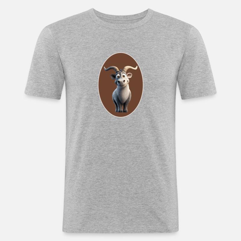 Nashorn Steinbock - Männer Slim Fit T-Shirt - Grau meliert
