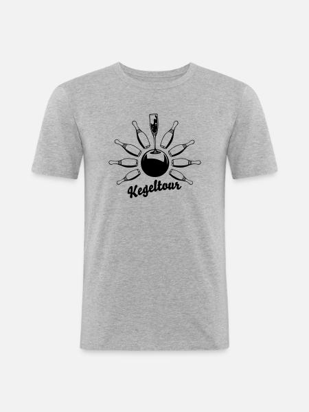 kegeltour - Männer Slim Fit T-Shirt - Grau meliert