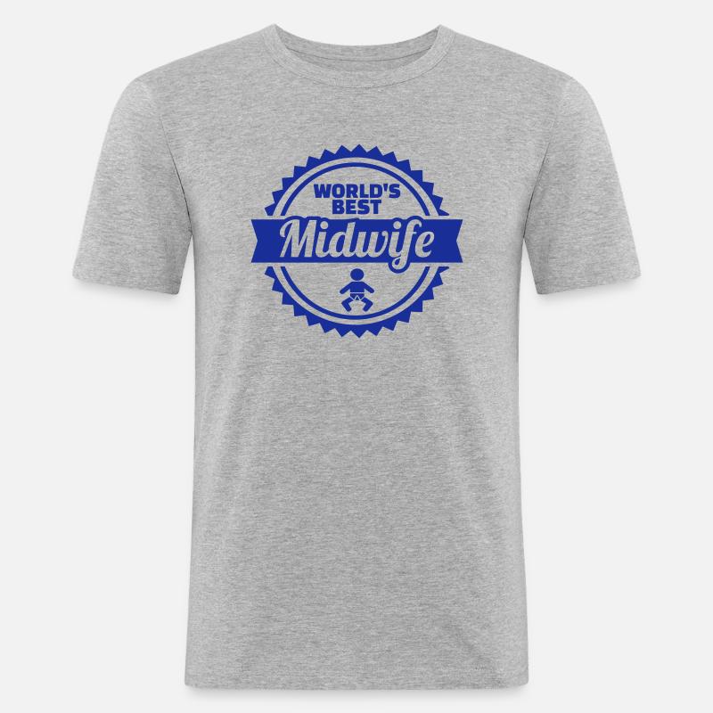 Jordemoder - Herre Slim Fit T-Shirt - grå meleret