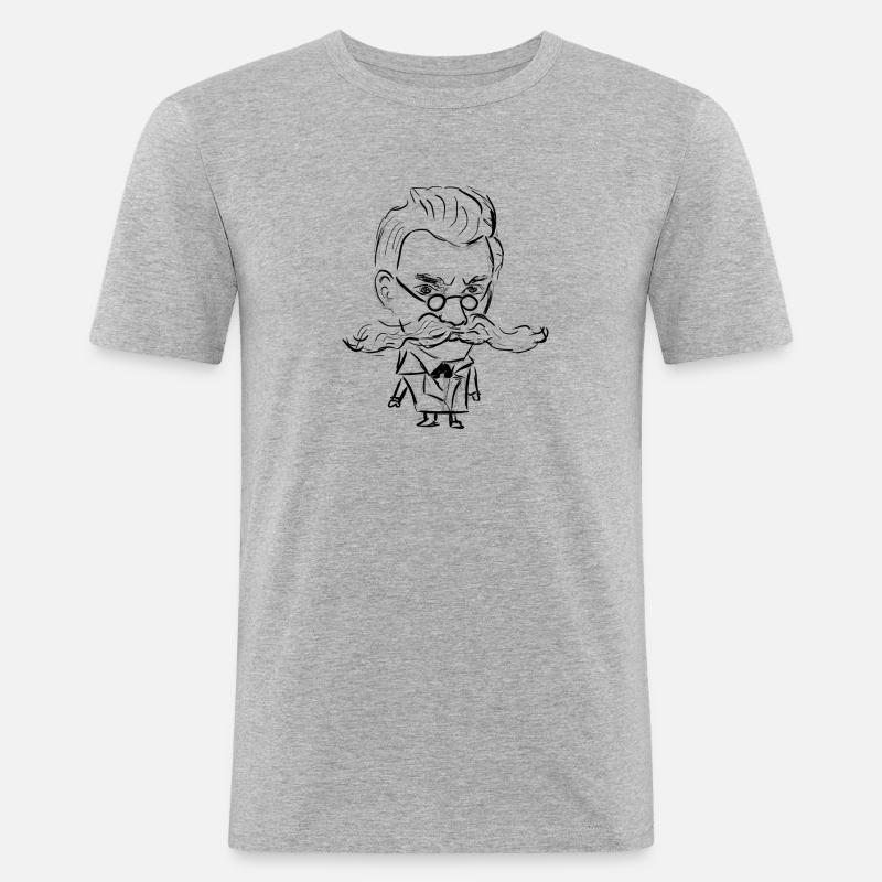 Nietzsche - Männer Slim Fit T-Shirt - Grau meliert