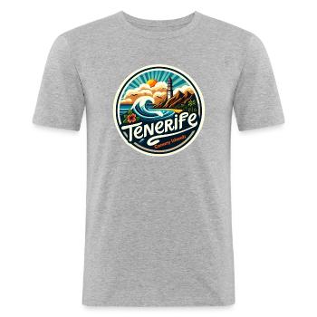 Teneriffa - Kanarische Inseln - Männer Slim Fit T-Shirt - Grau meliert - Vorne - Nik (191cm)