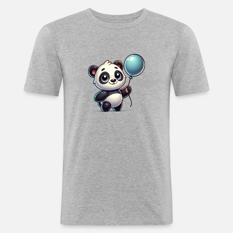 Panda Comic Balloon - Men's Slim Fit T-Shirt - heather grey