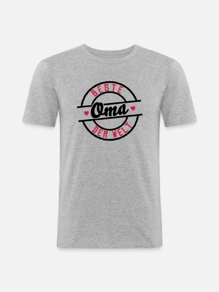Beste Oma der Welt - Männer Slim Fit T-Shirt - Grau meliert