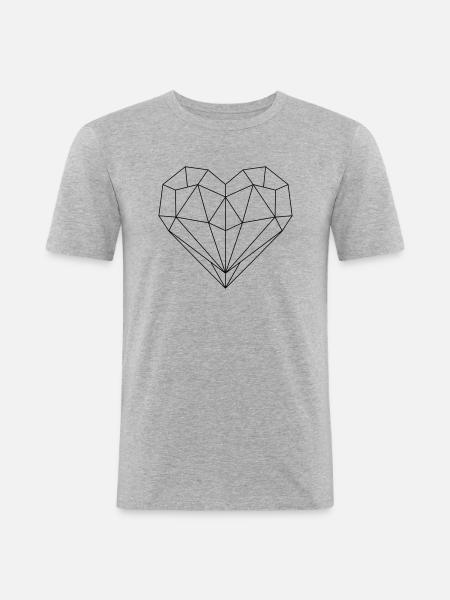 coeur - T-shirt près du corps Homme - gris chiné
