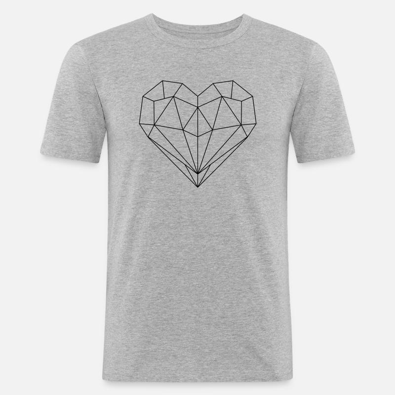 Herz - Männer Slim Fit T-Shirt - Grau meliert