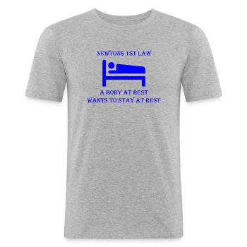 Loi de Newton - T-shirt près du corps Homme - gris chiné - Devant - Nik (191cm)