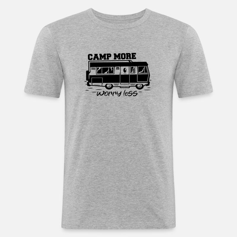 camping - Männer Slim Fit T-Shirt - Grau meliert