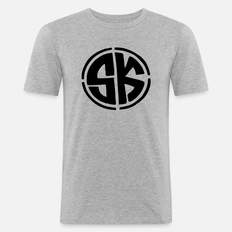 SK LOGO - Männer Slim Fit T-Shirt - Grau meliert